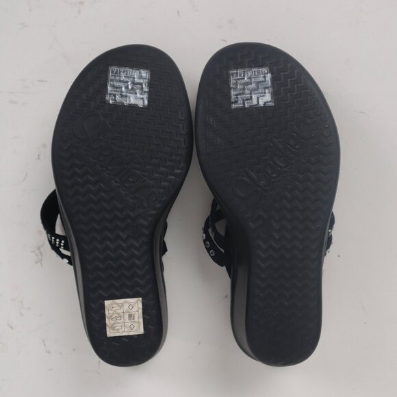 ❄ Skechers NWT Black w Silver Rhinestones Strappy Thong Sandals Sliders Mules 7 - Picture 7 of 7